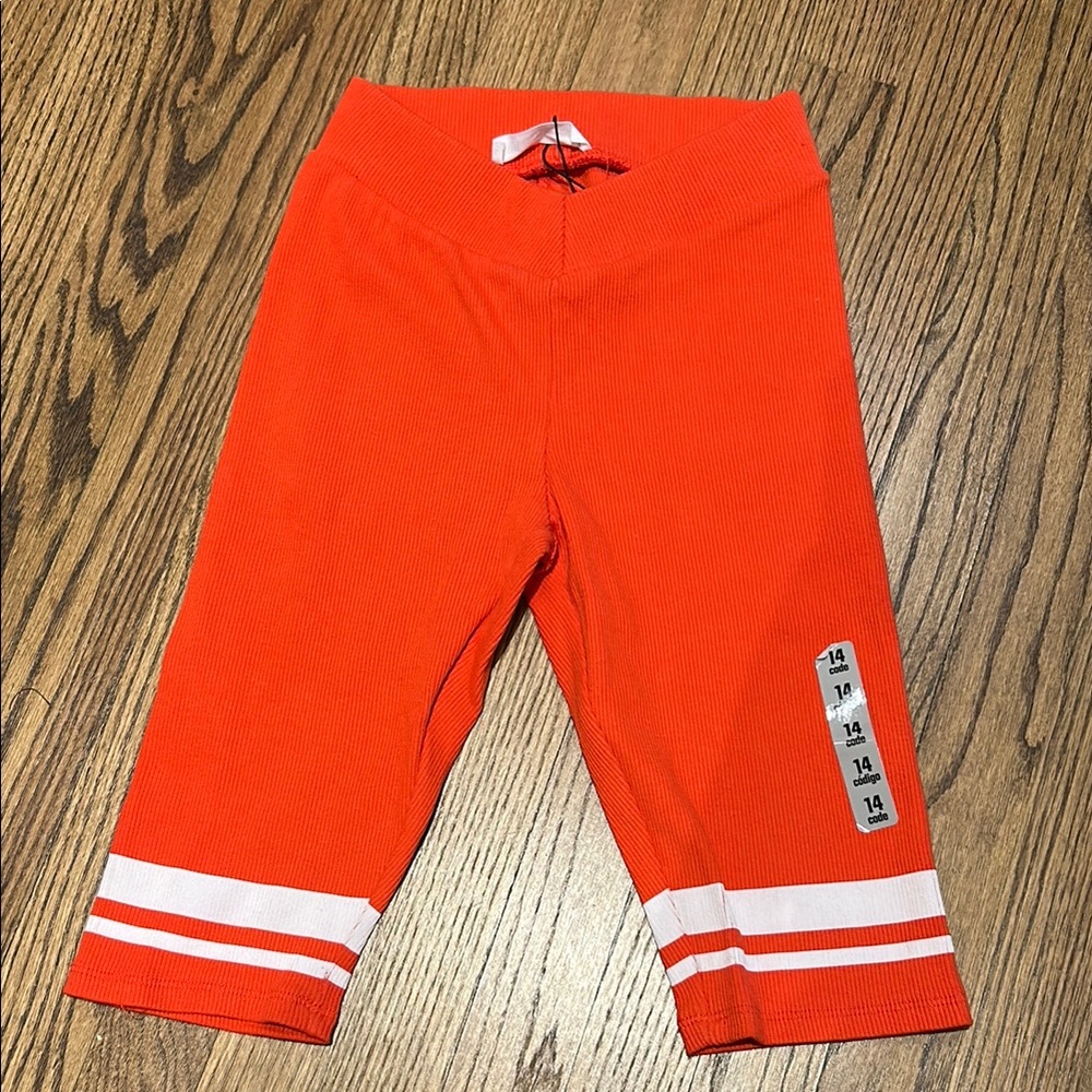 Zara ribbed red Kids Biker shorts leggings NWOT